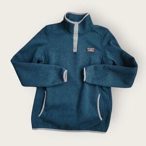 L.L. Bean Sweater Women's Sz XS Reg Dark Teal 1/4 Snap Kangaroo Pocket Pullover